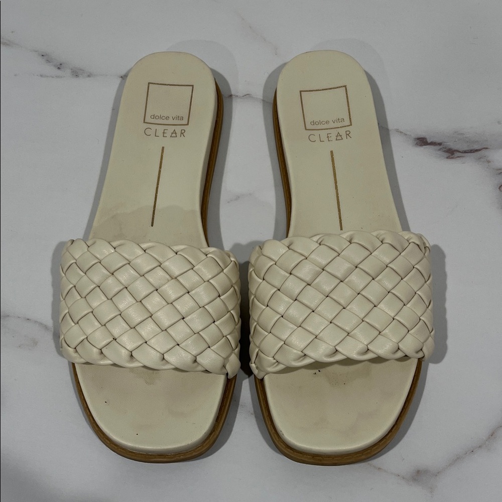 Dolce Vita Women's Ivory Woven Slide Sandals